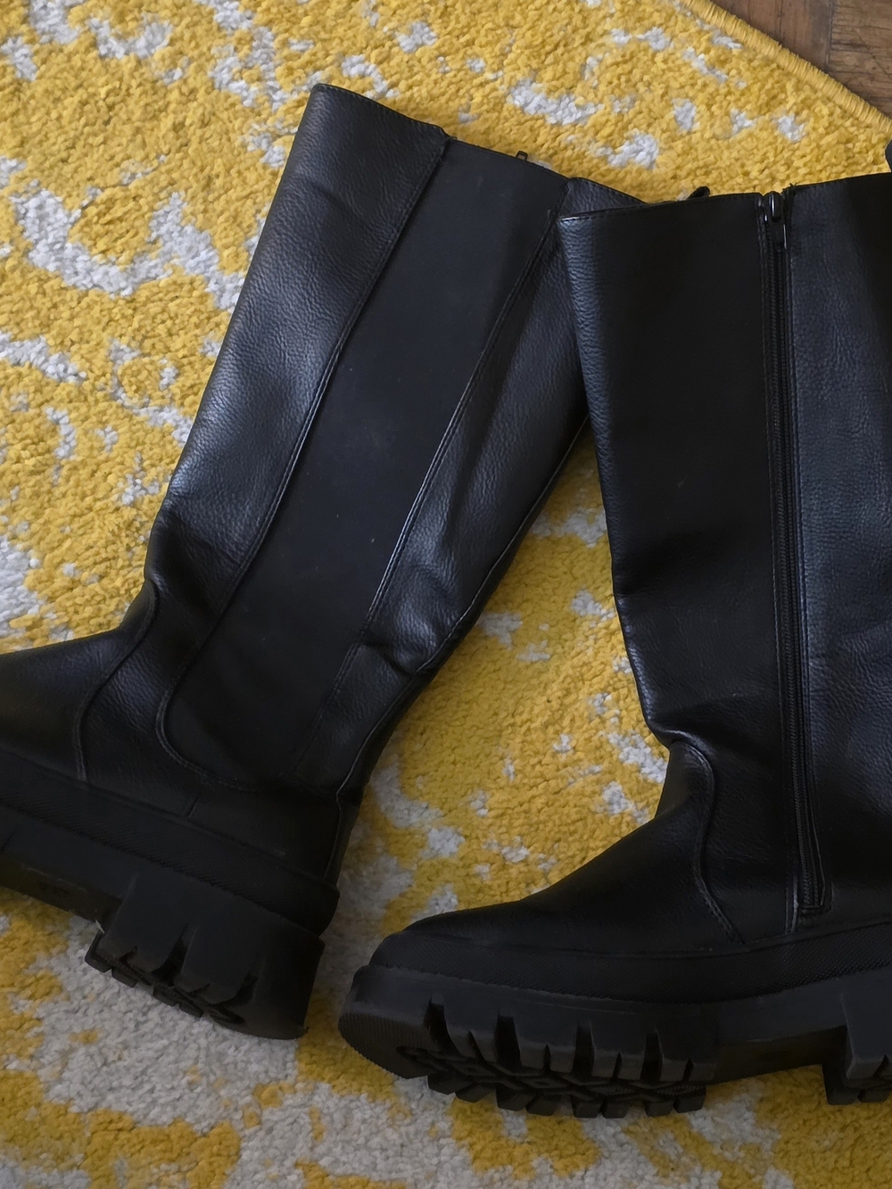 Black Chunky Platform Knee-High Boots